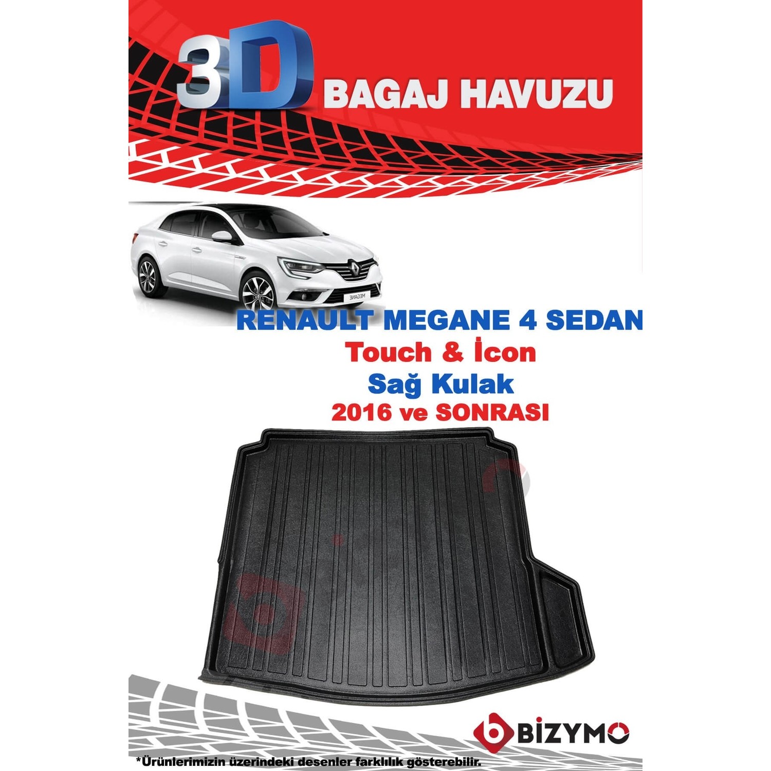 Bizymo Renault Megane 4 Sedan Sağ Kulak 2016 3D Bagaj Fiyatı