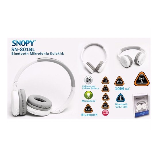 Snopy Sn 801Bl Beyaz Bluetooth Mikrofonlu Kulaklık Fiyatı