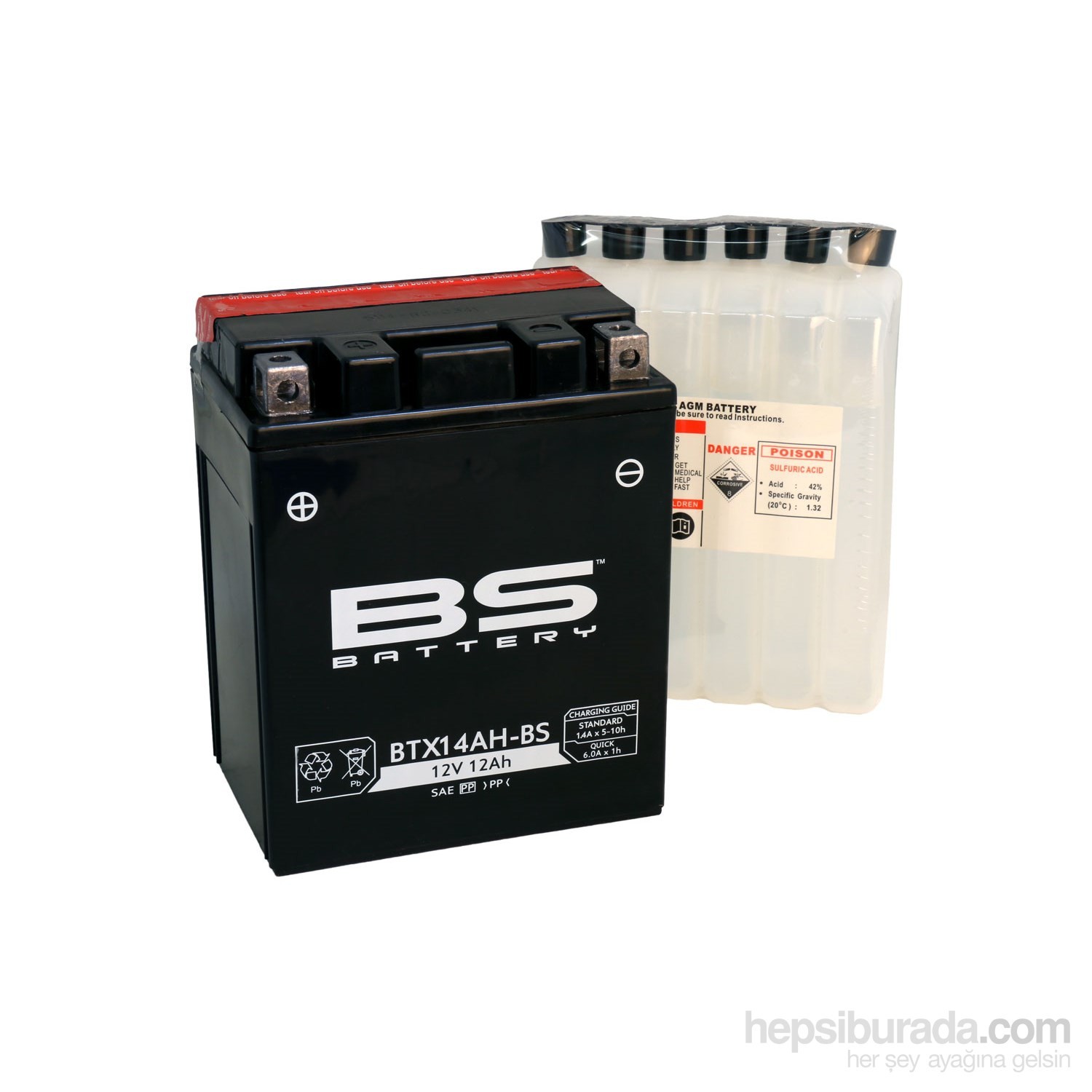 Bs Battery Btx14ah Bs Ytx14ah Bs 12V 12Ah 210Cca Agm Fiyatı