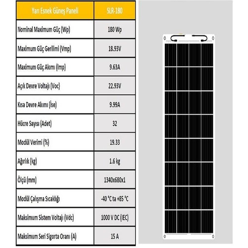 Solaron 180 W Esnek Monokristal Güneş Paneli Fiyatı