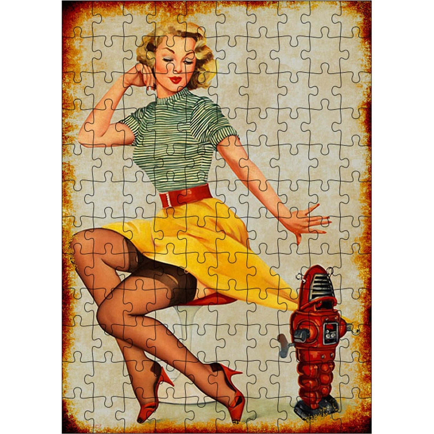 Tablomega Ahşap Mdf Puzzle Yapboz Retro Kadın Çizimi 120 Fiyatı