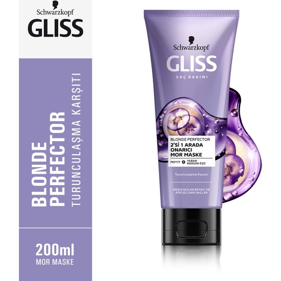 Schwarzkopf Gliss Blonde Perfector Turuncula Ma Kar T Mor Maske