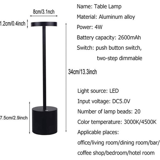 SLD Akülü LED Taşınabilir USB Şarj Edilebilir Masa Lambası Fiyatı