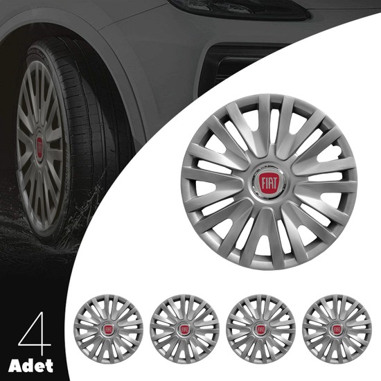 PackGar Fiat Linea 15 Inç Jant Kapağı Amblemli Gri 4 lü Fiyatı