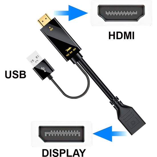 Keepro Hdmı To Display 4K Kablo Usb2 0 Güç Kaynağı Kablosu Fiyatı