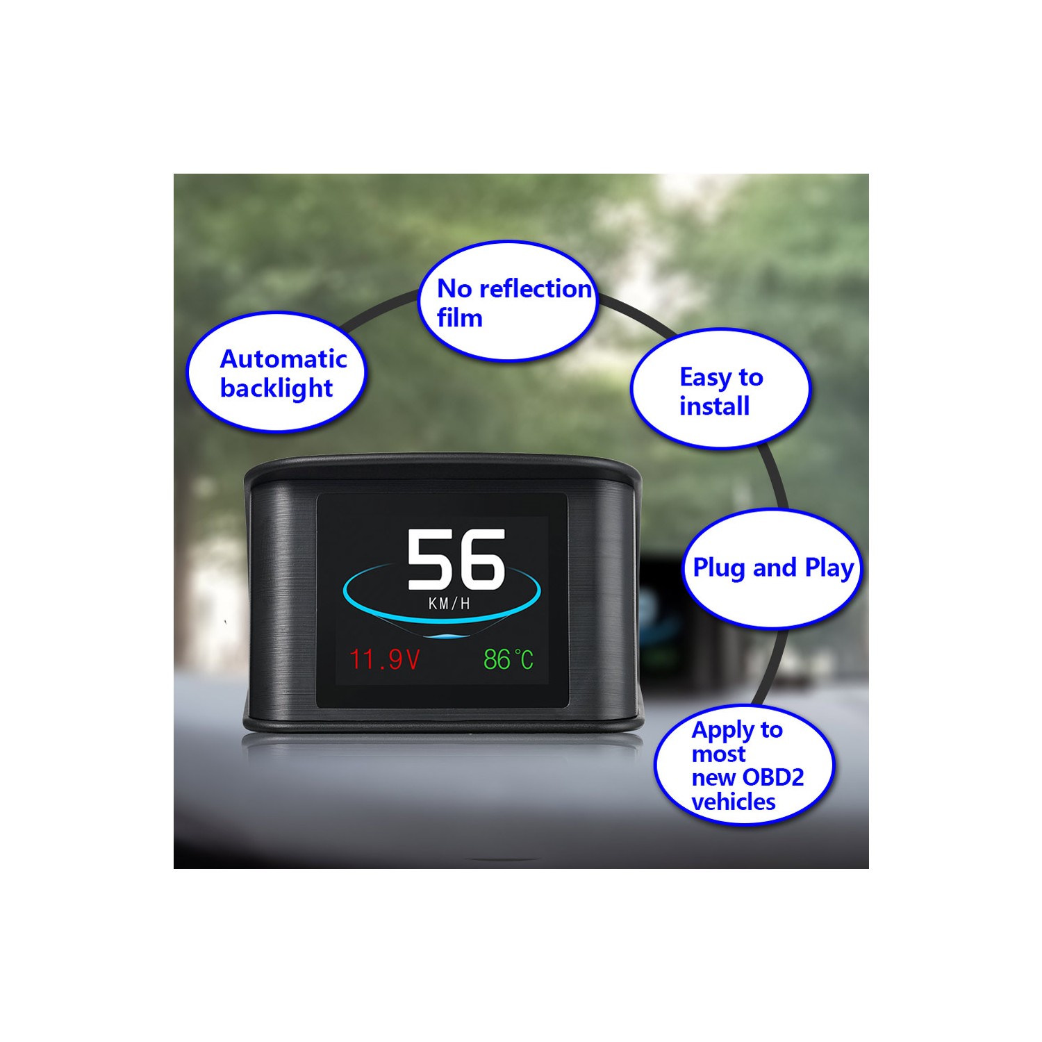 Hongtongda Store P Araba Hud Head Up Display Ak Ll Dijital Kilometre