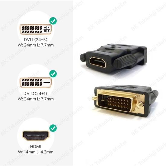 BK Teknoloji DVI 24 1 Erkek To HDMI Dişi Dönüştürücü Fiyatı