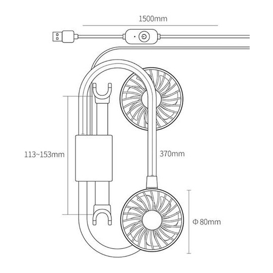 Xinh USB Araba Fan Çift Kafa Fanı Ön Backseat Hava Fiyatı