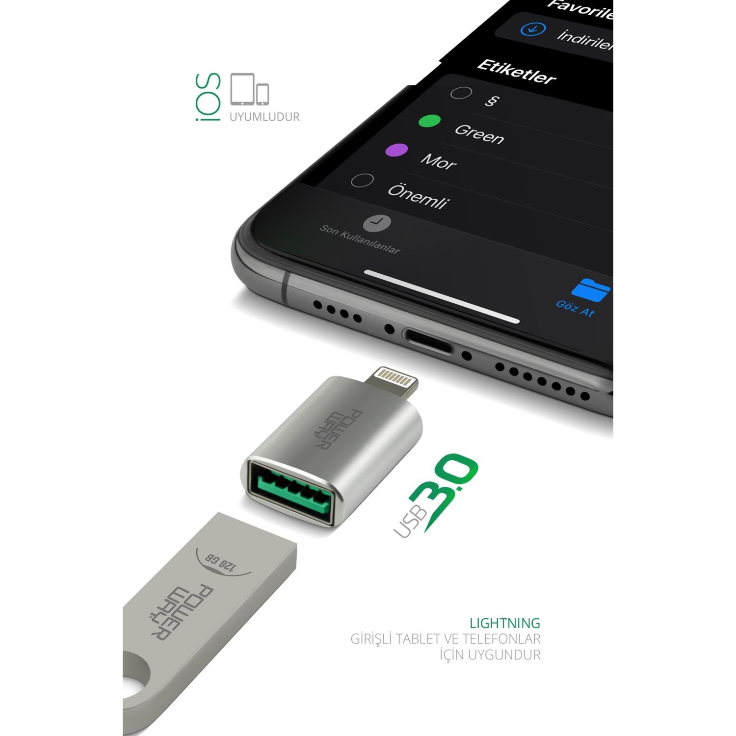 Powerway Lightning To USB 3 0 Yüksek Hızlı Veri Aktarımı Fiyatı