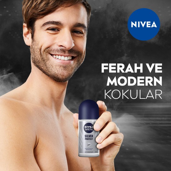 NIVEA Men Roll On Sprey Deodorant Silver Protect 50 Ml Ter Ve Ter