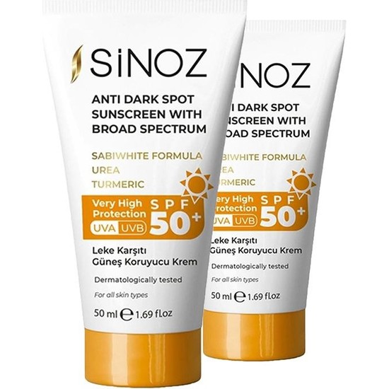 Sinoz Leke Karşıtı Güneş Koruyucu Krem 50SPF 50 ml x 2 Fiyatı