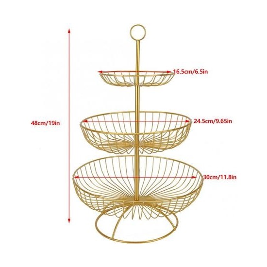 Xhang 3 Tier Retro Yuvarlak Moda Metal Demir Ev Meyve Tabağı Fiyatı