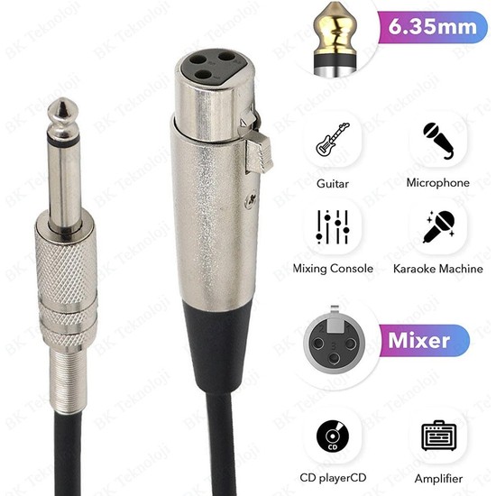 Bk Teknoloji Pin Xlr Di I To Mm Mono Erkek Mikrofon Fiyat