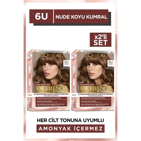 Excellence Creme 6u Nude Koyu Kumral Saç Boyası 2 li Set Fiyatı