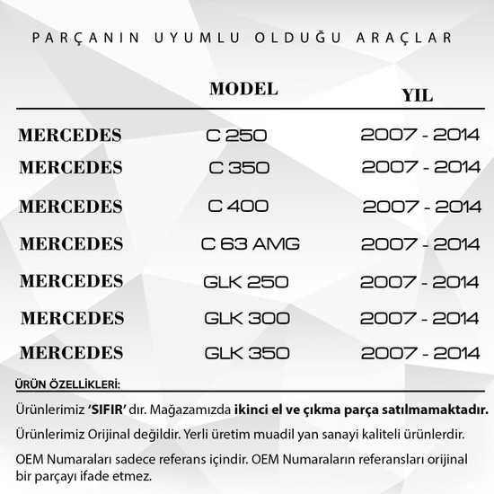 Dnc Auto Part Mercedes Glk Class C Class W I In Kap I Fiyat