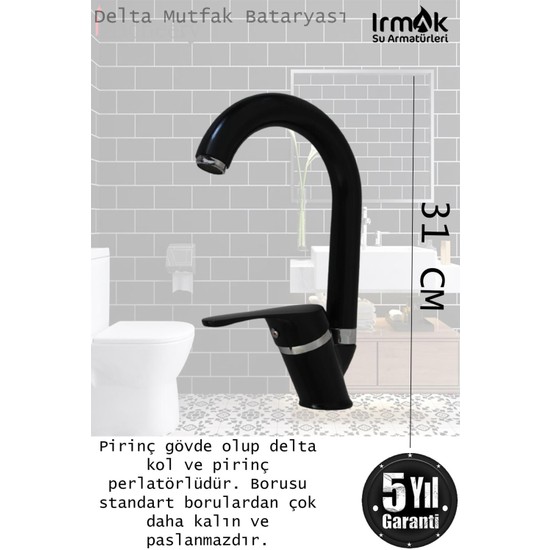 Tesitay Banyo Lavabo Mutfak Bataryas Siyah Renk Batarya Fiyat