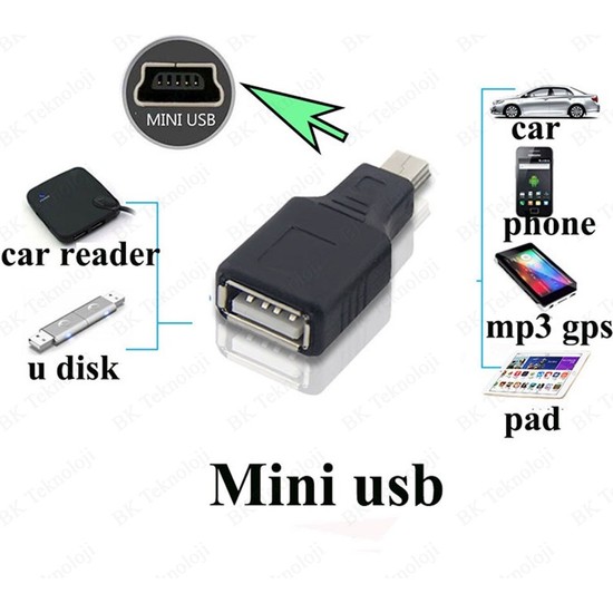 Usb Di I To Mini Usb Erkek Otg Ara Aux Evirici Adapt R Fiyat