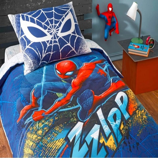 Taç Tek Kişilik Lisanslı Nevresim Takımı Spiderman Blue City Fiyatı