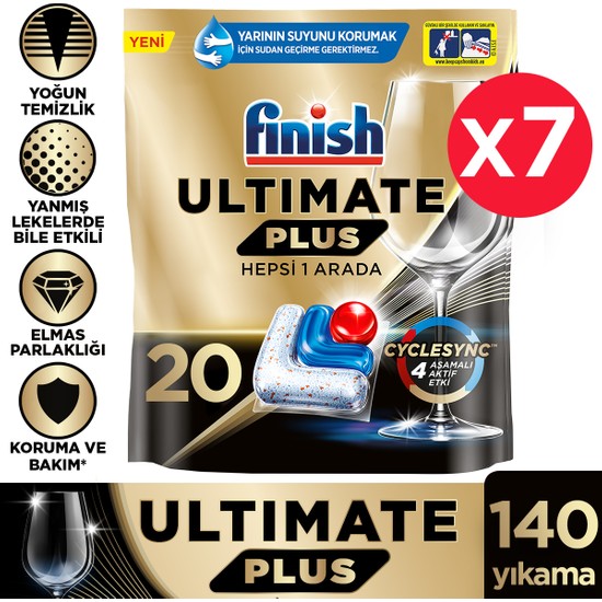 Finish Ultimate Plus 140 Kapsül Bulaşık Makinesi Deterjanı Tableti 7X20