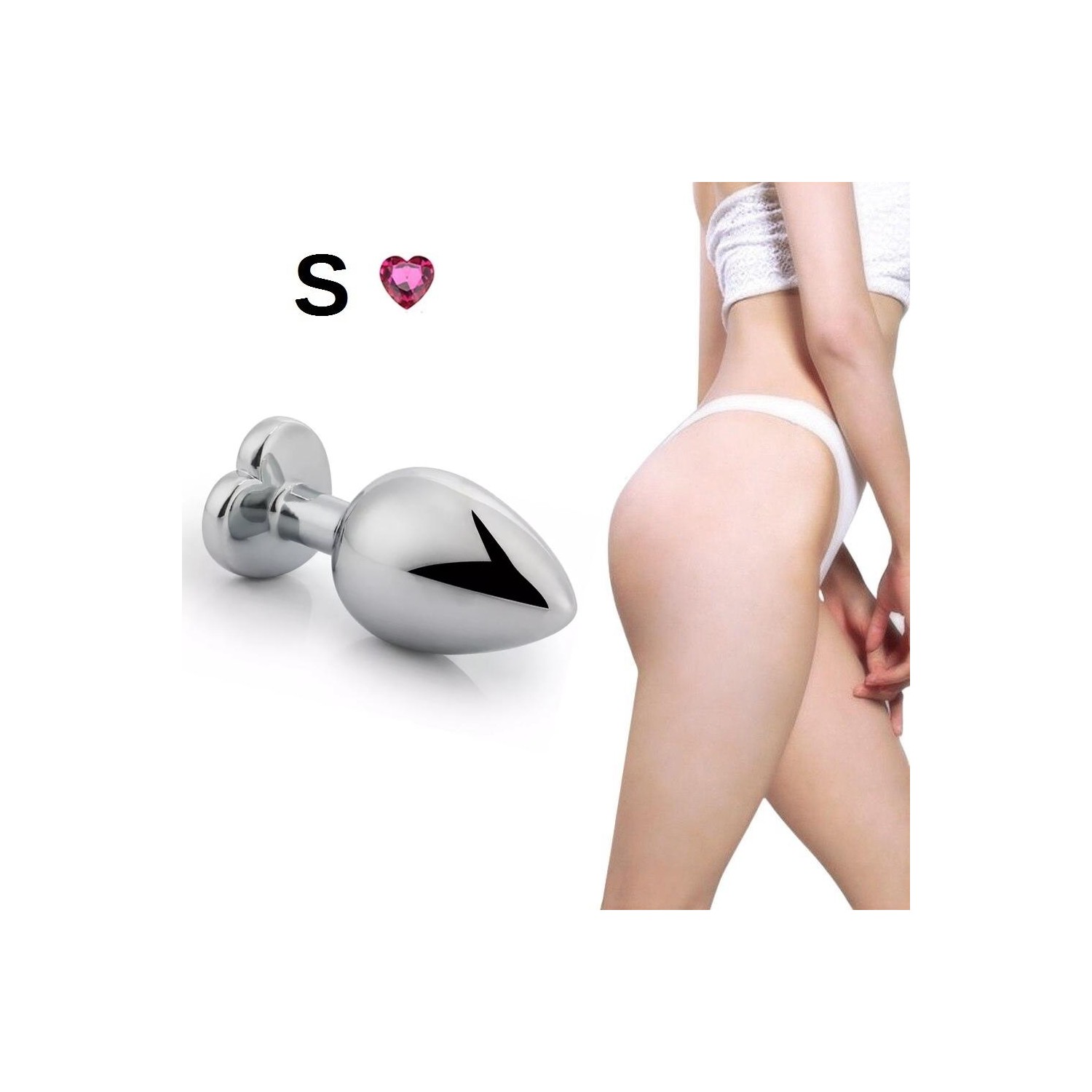 Erotica Silver Paslanmaz Metal Pembe Kalp Taşlı Anal Plug Fiyatı