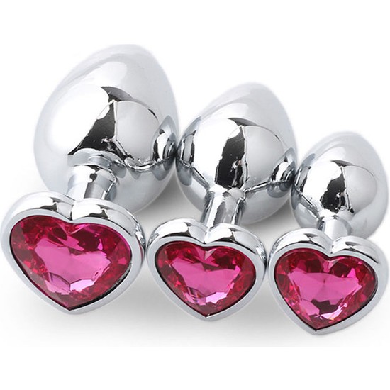 Erotica Silver Paslanmaz Metal Pembe Kalp Taşlı Anal Plug Fiyatı