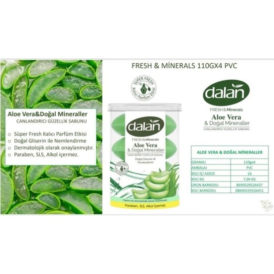 Dalan Fresh Minerals Duş Sabunu 8 Adet Aloe Vera 440 gr x 2 Fiyatı