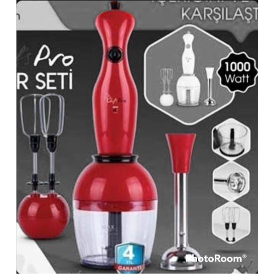 Mtm Chefs Pro El Blender Seti Kırmızı Renk Chefs Pro El Fiyatı