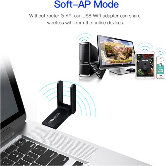 Vontar Ac 1300 Mbps Wireless USB Wifi Bluetooth Adapter Fiyatı