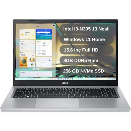 Acer Aspire 3 A315 510P Intel I3 N305 13 nesil 8gb Lpddr5 Fiyatı