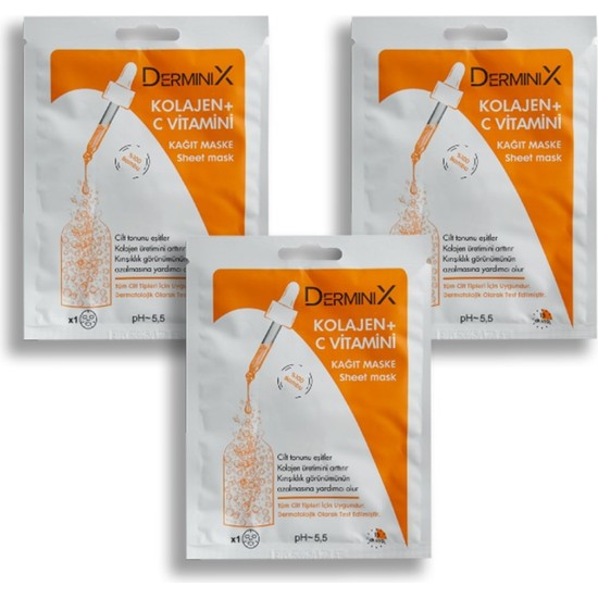 Derminix 3 lü C Vitamin Kağıt Maske Seti Fiyatı