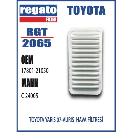 Regato Toyota Corolla Hava Filtresi Oem No 17801 21050 Fiyatı