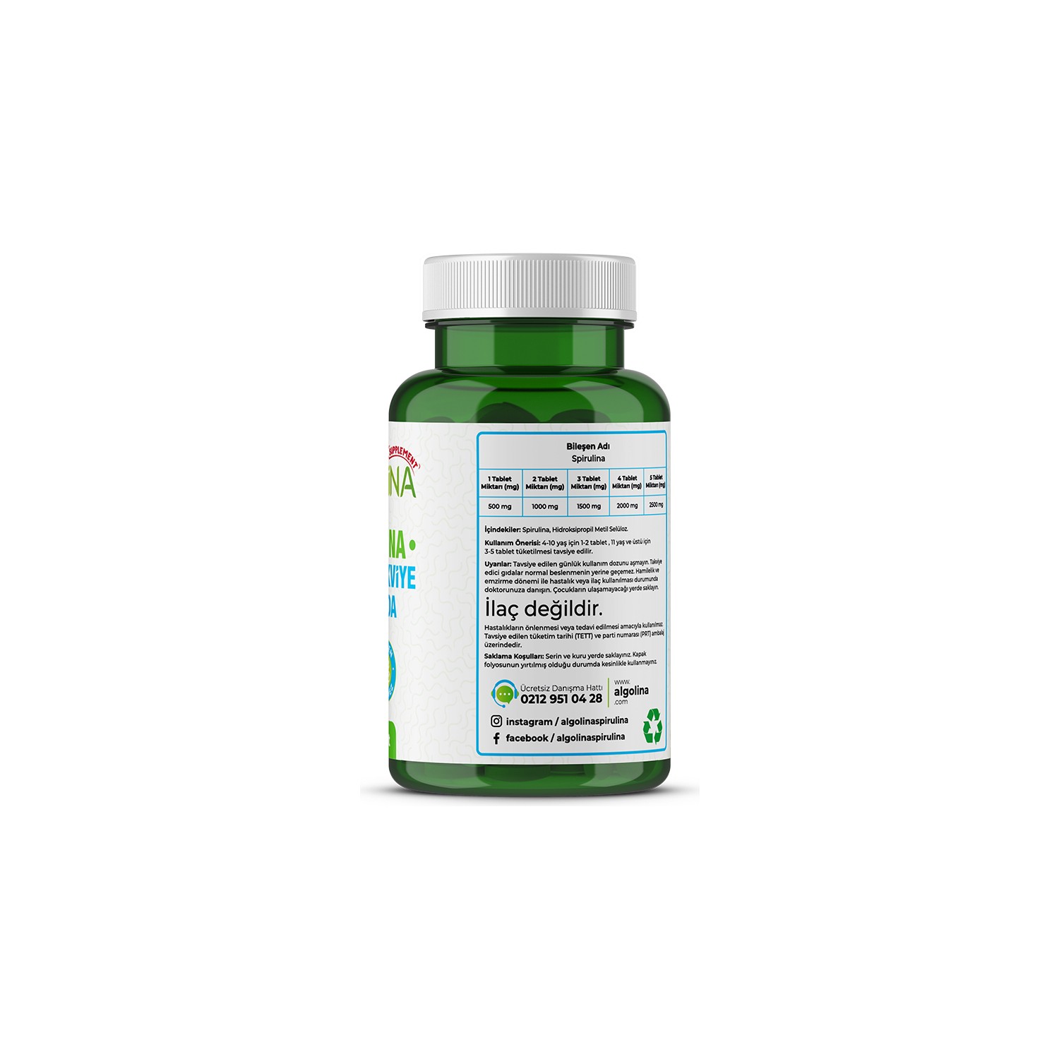 Algolina Spirulina 120 Tablet 525 Mg 2 Adet PROTEİN Fiyatı