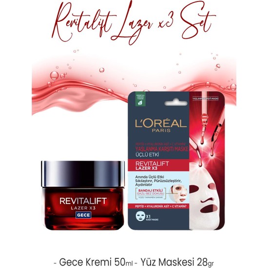 Loreal Paris Revitalift Lazer Gece Kremi 50 ml ve Maske 28 Fiyatı