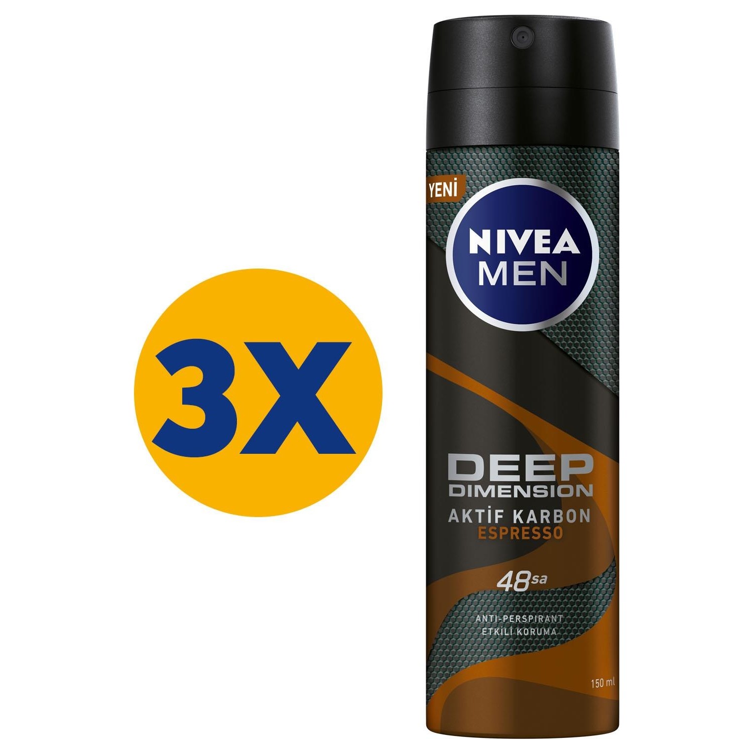 NIVEA MEN Erkek Deodorant Deep Dimension Espresso 150 ml x3 Fiyatı