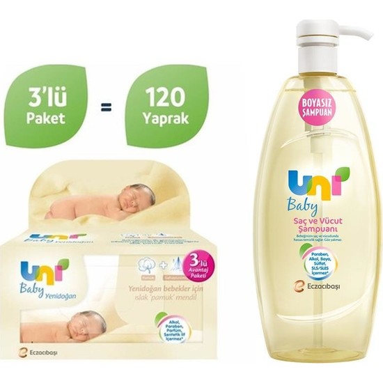 Uni Baby Yenidoğan Islak Pamuk Mendil 3 lü Uni Baby Fiyatı