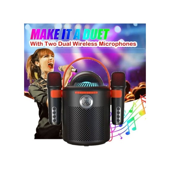 Coverzone Karaoke Bluetooth Hoparlör Iki Mikrofonlu Taşınabilir