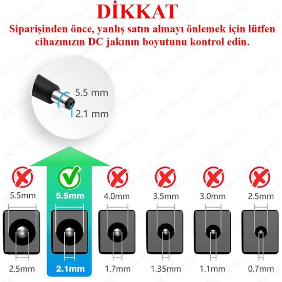 BK Teknoloji Açma Kapama Anahtarlı Dc 5 5x2 1 mm Dişi Erkek Fiyatı