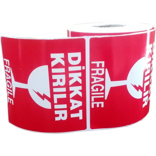 Eblabel Dikkat Kırılır Etiketi 10 cm x 10 cm Kuşe 500 Sarım Fiyatı