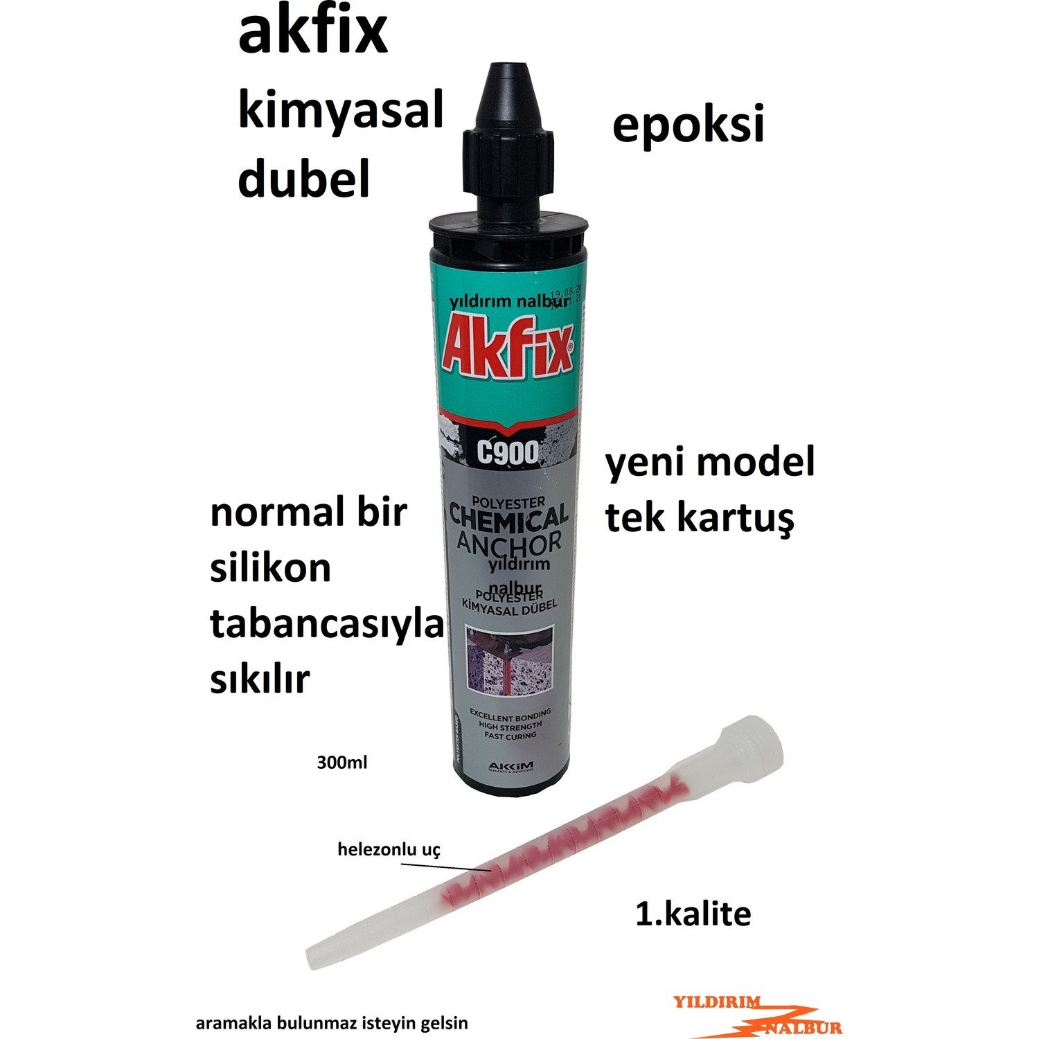 Akfix Epoksi Silikon Kartuş Yeni Akfix 300ML Kimyasal Dubel Fiyatı