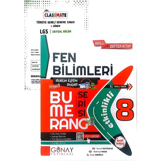 Günay Yayınları 8 Sınıf Bumerang Fen Bilimleri Etkinlikli Kitabı