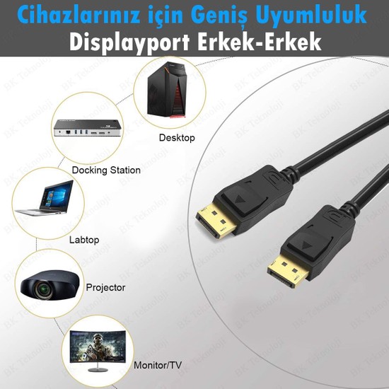 Bk Teknoloji Y Ksek Kalite K Displayport Erkek Erkek Fiyat