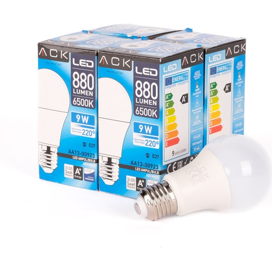 Ack 9W LED Ampul 6500K Beyaz Işık E27 4 lü Eko Paket Fiyatı