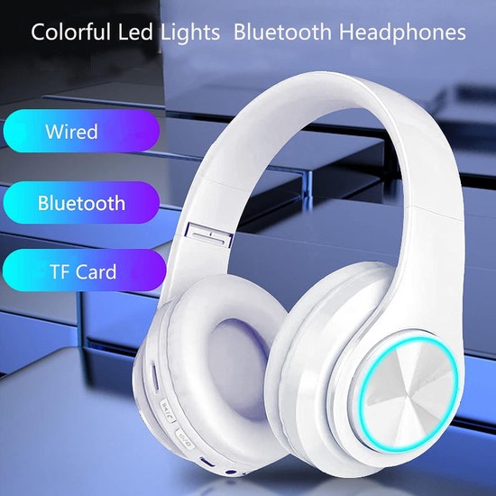 Jingyi Renkli Led I Kl Kablosuz Bluetooth Kulakl K Dahili Mikrofon