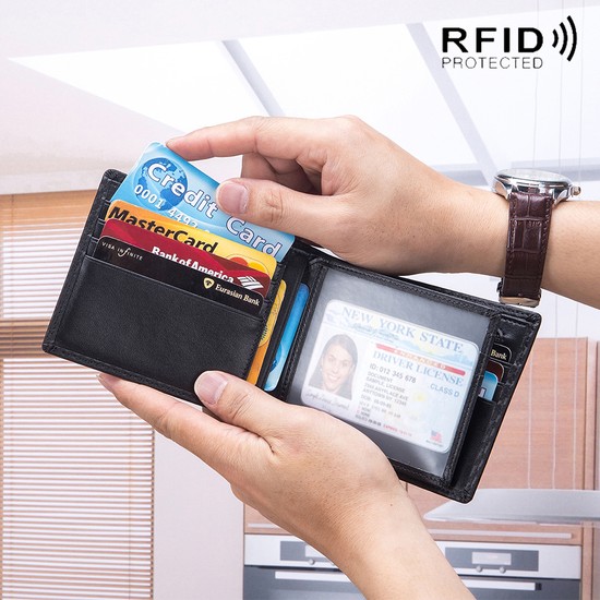 Masoffy Siyah Rfid Karbon Fiber Hakiki Deri Erkek Cüzdan Fiyatı