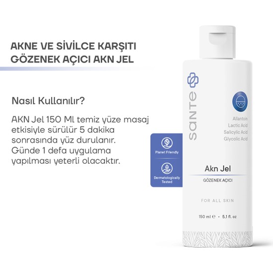 Sante Plus AKN Gözenek Açıcı Jel 150 ml Fiyatı Taksit Seçenekleri