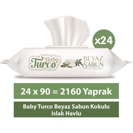 Baby Turco 90 Lı Beyaz Sabun Kokulu Islak Havlu 24 Lü Set Fiyatı