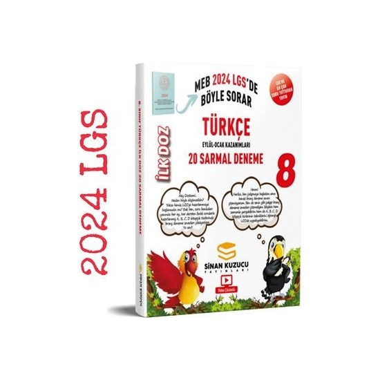 Sinan Kuzucu 8 Sınıf Meb 2024 LGS Türkçe İlk Doz 20 Sarmal Kitabı