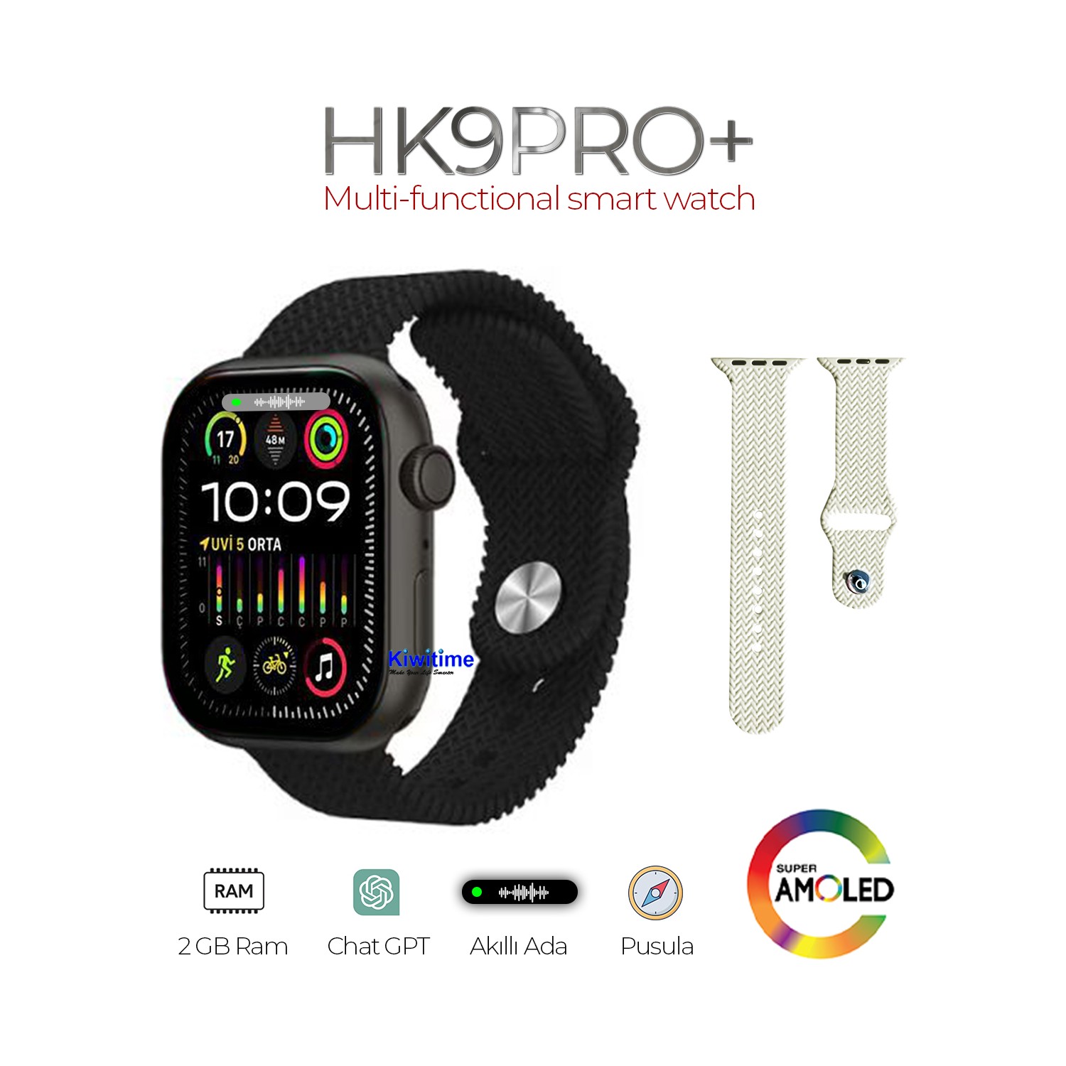 Kiwitime Watch Serisi Hk Pro Plus Amoled Ekran Chatgpt Yeni Versiyon