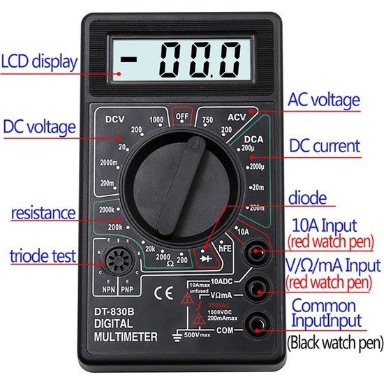 Pandoraplanet Lcd Dijital Multimetre Dt B Elektrik Voltmetre