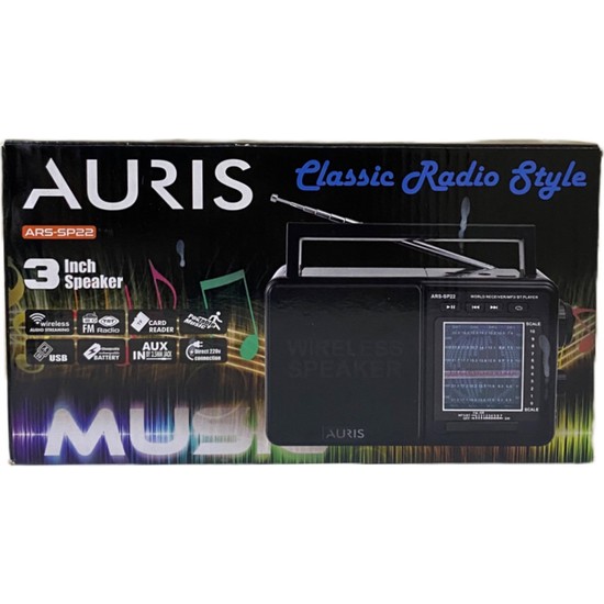 Auris SP22 Retro Nostalji Radyo Bluetooth Hoparlör USB Tf Kart Aux